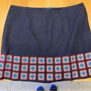 Boden summer skirt, cotton, size 16 US. Beautiful embroidery on A-line.